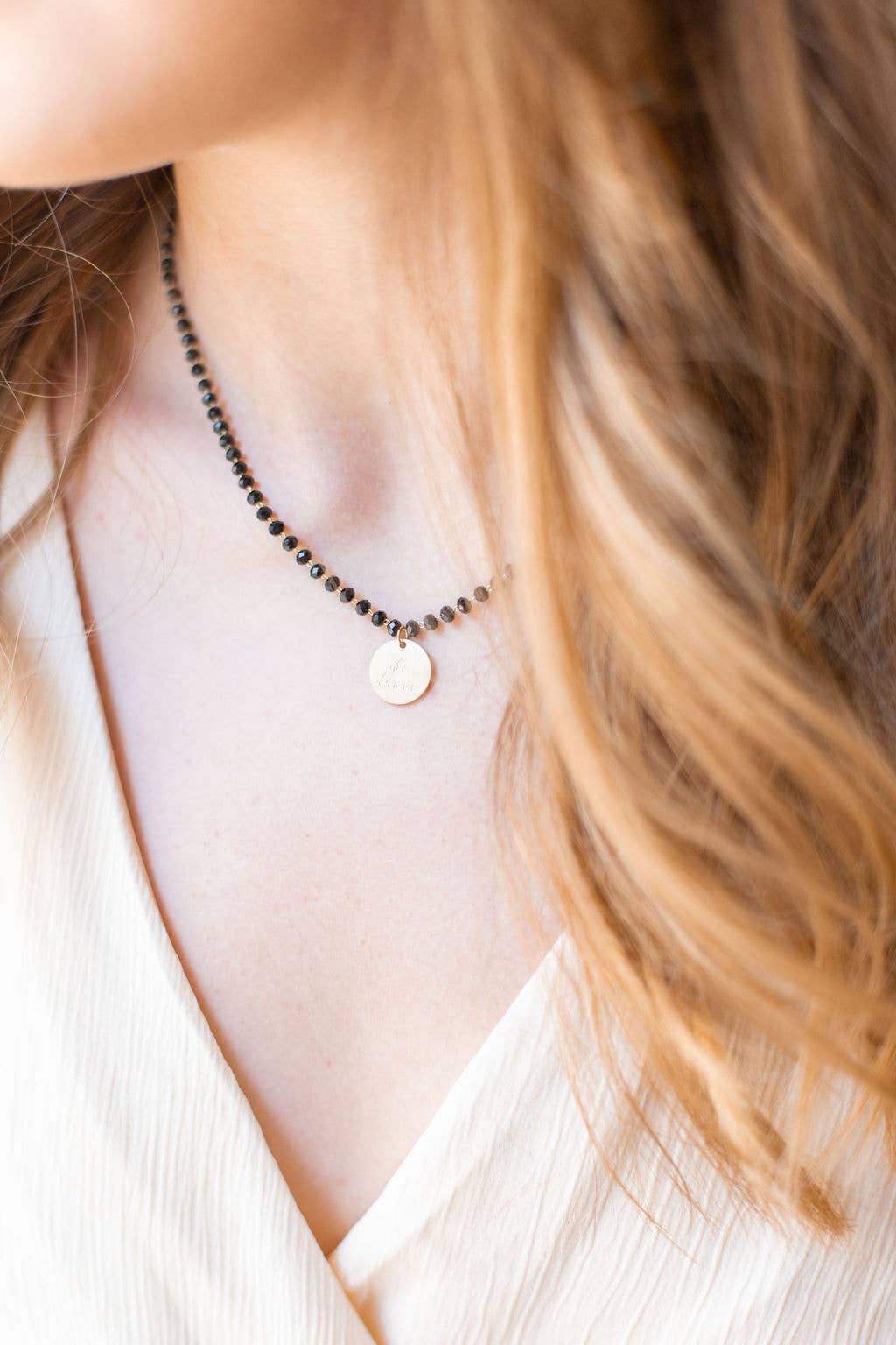 Black Brave Serenity Stone Necklace: BRAVE