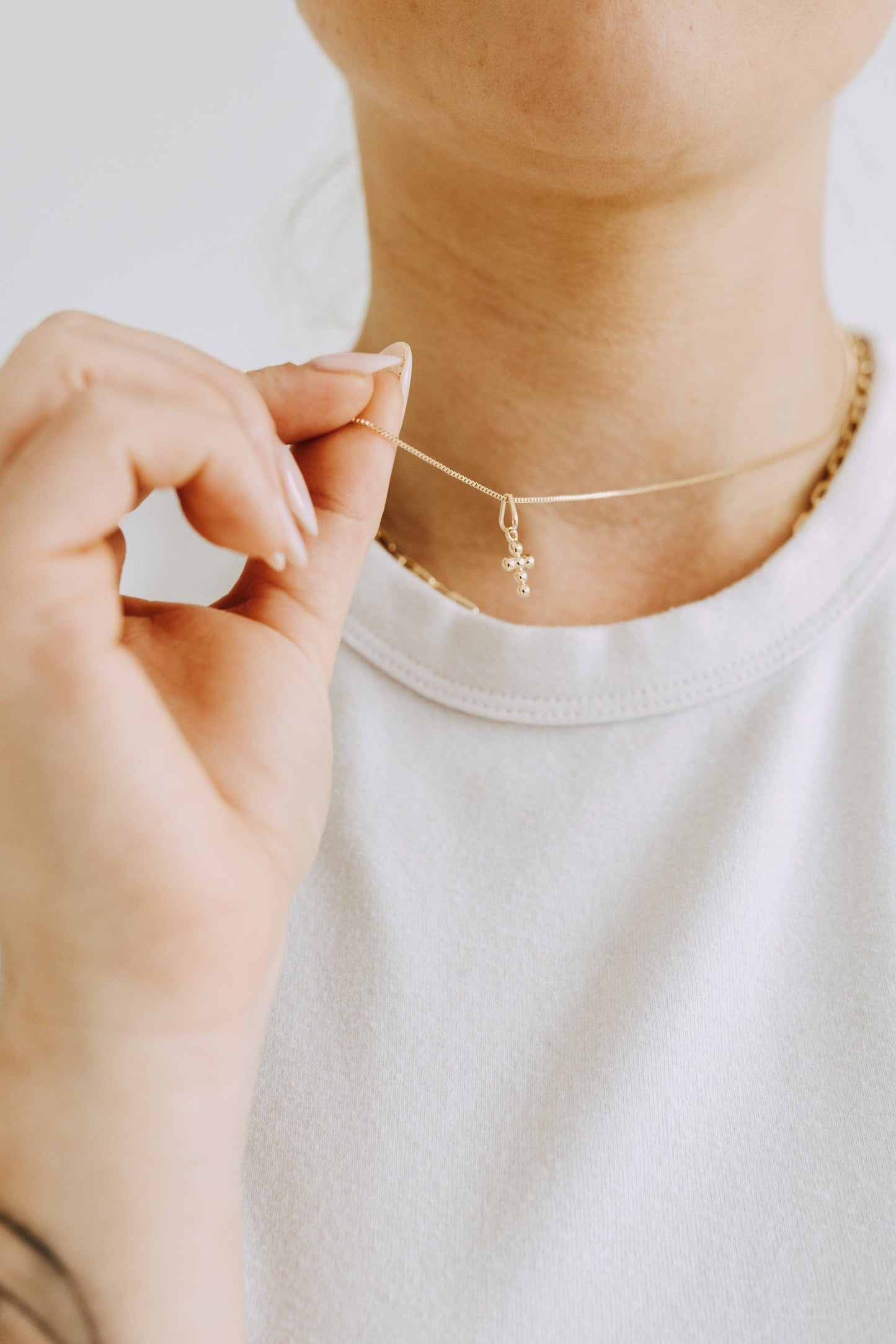 Mini Dot Cross Necklace: 18