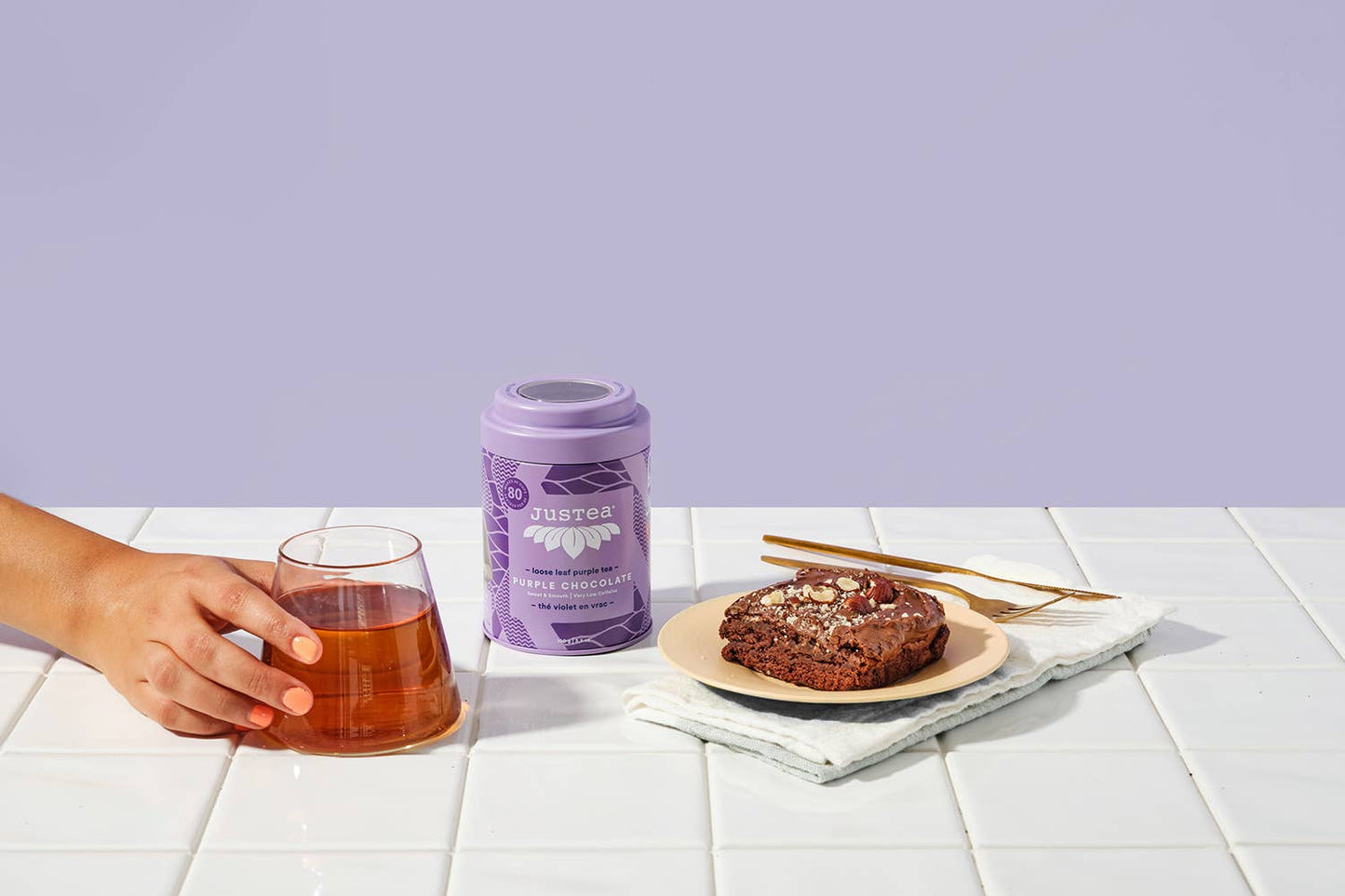 Purple Chocolate Tin & Spoon- Organic, Fair-Trade Purple Tea