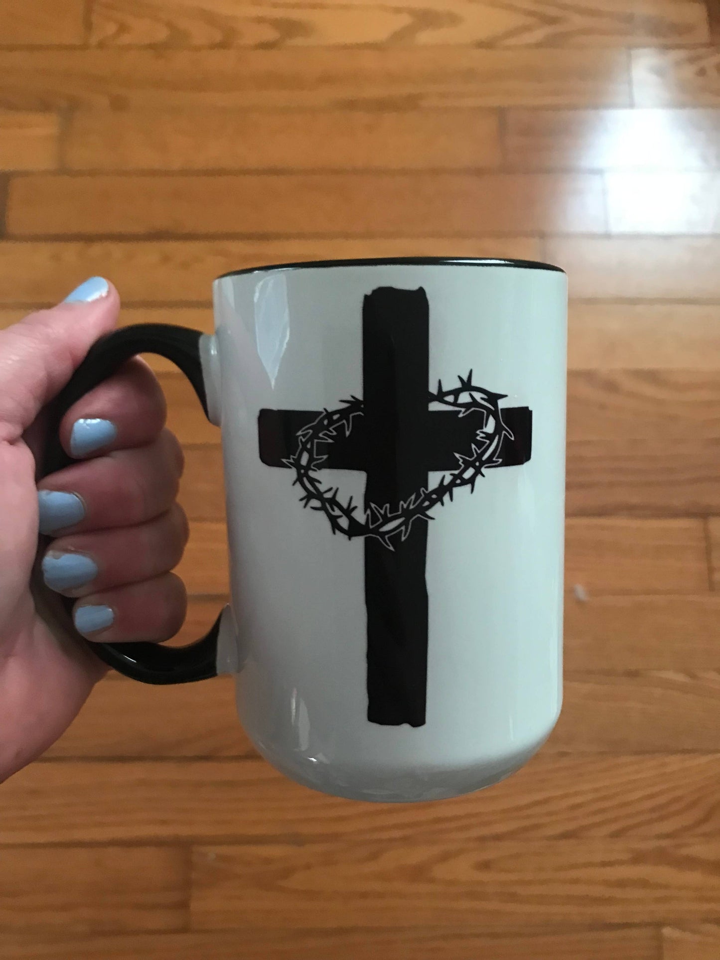 Cross with Crown Of Thorns Ceramic Mug - Faith, Christian