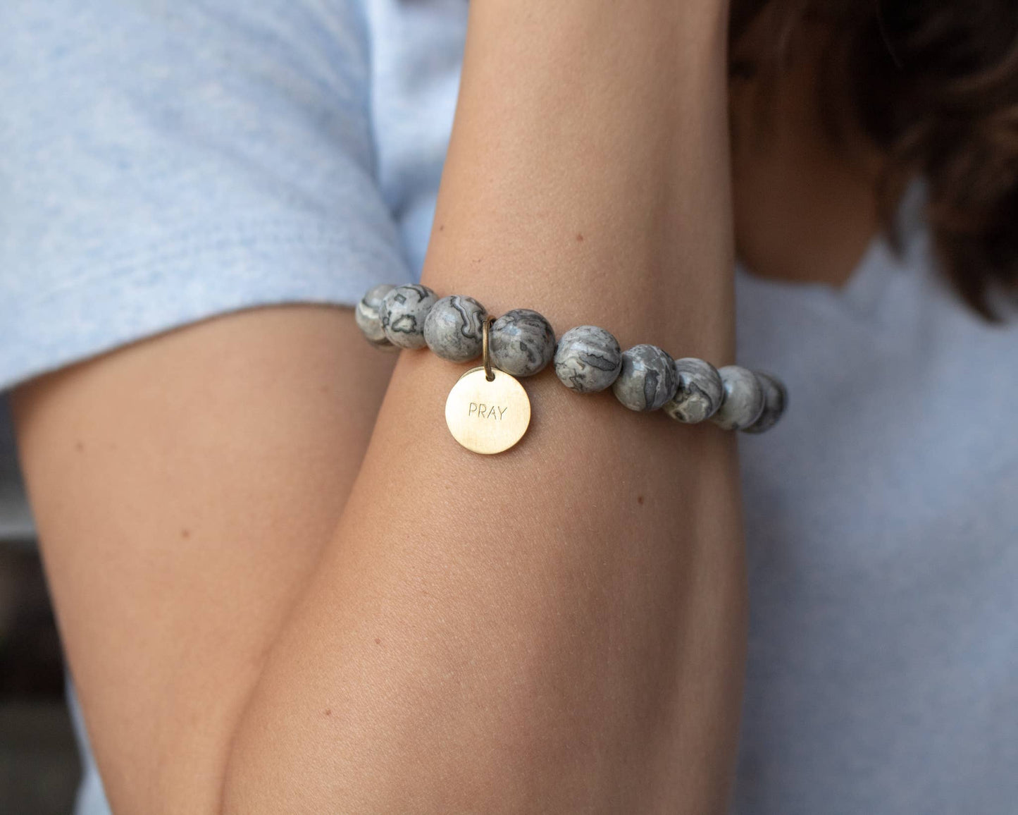 Gray Hope Serenity Stone Bracelet: HOPE