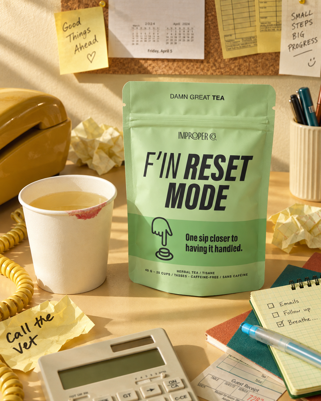 F'in Reset Mode Herbal tea, 20 Servings, Tea Blend
