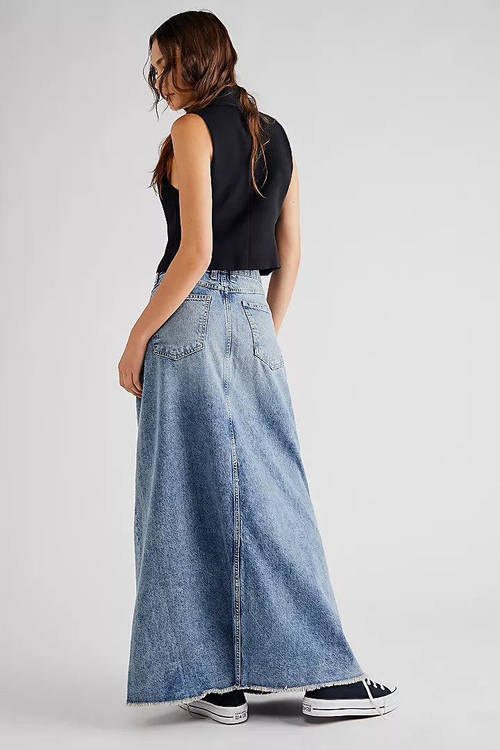 Come As You Are Denim Maxi Skirt