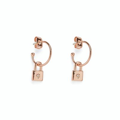 Lock Hoop Earrings - Rose Gold