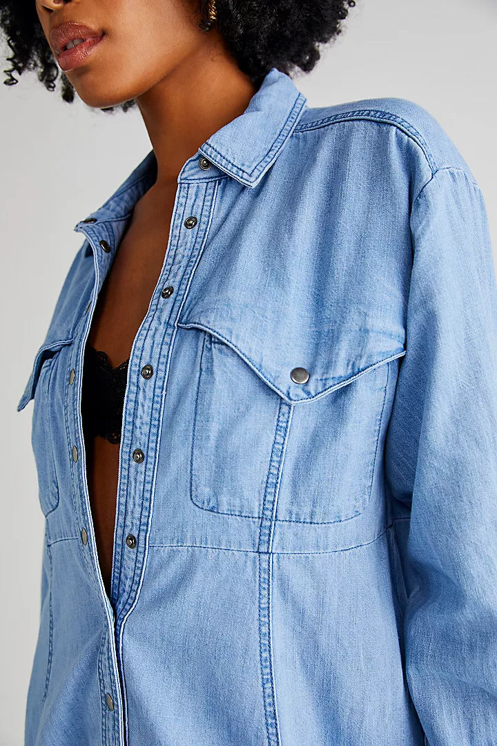 Sammi Denim Mini Dress - Light Indigo