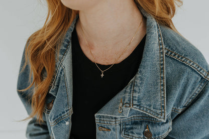 Mini Diamond Cross Necklace: 18