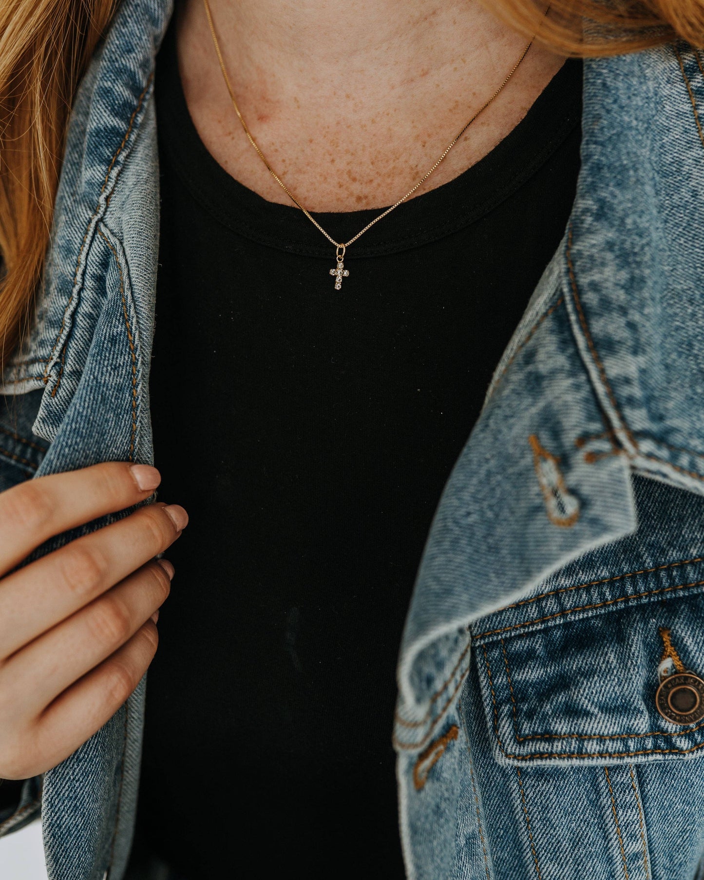 Mini Diamond Cross Necklace: 18