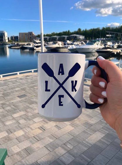 Lake Paddle 15oz Ceramic Mug - Nautical, Lake, Cottage