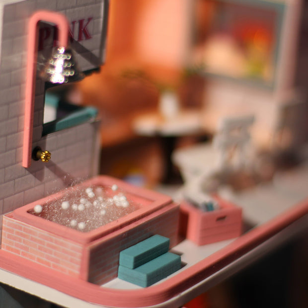 DIY Miniature House Kit: Pink Café