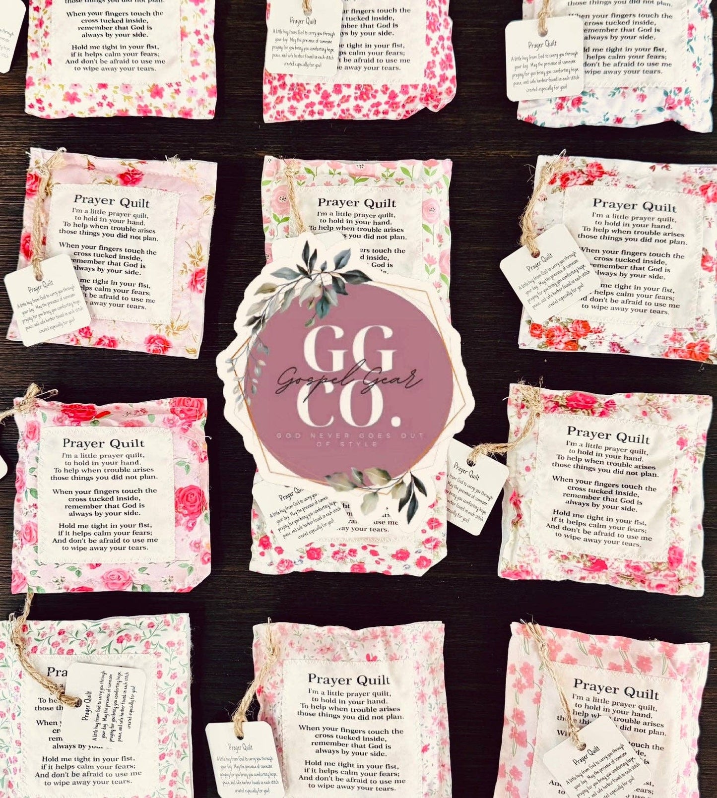 Floral Pink Pocket Prayer Quilt: Square