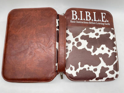Cow Print Bible Case: Brown