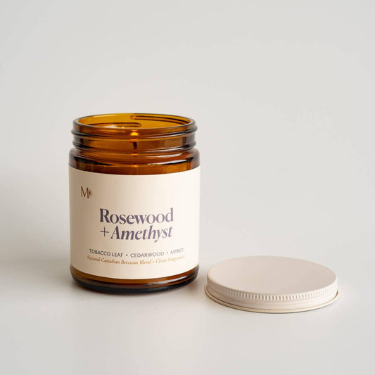 Rosewood + Amethyst | Canadian Beeswax Candle
