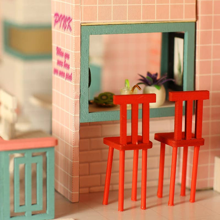 DIY Miniature House Kit: Pink Café