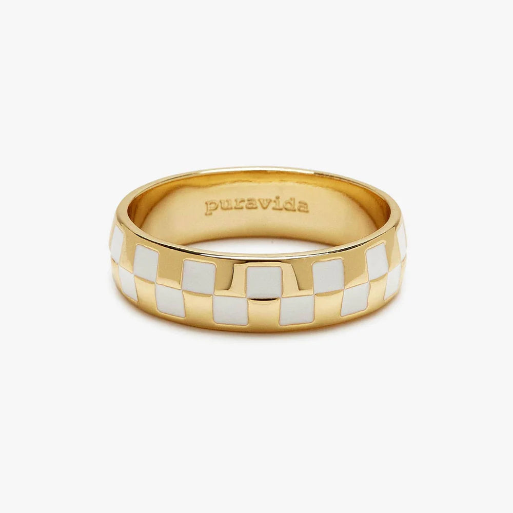 Checkerboard Ring - Gold