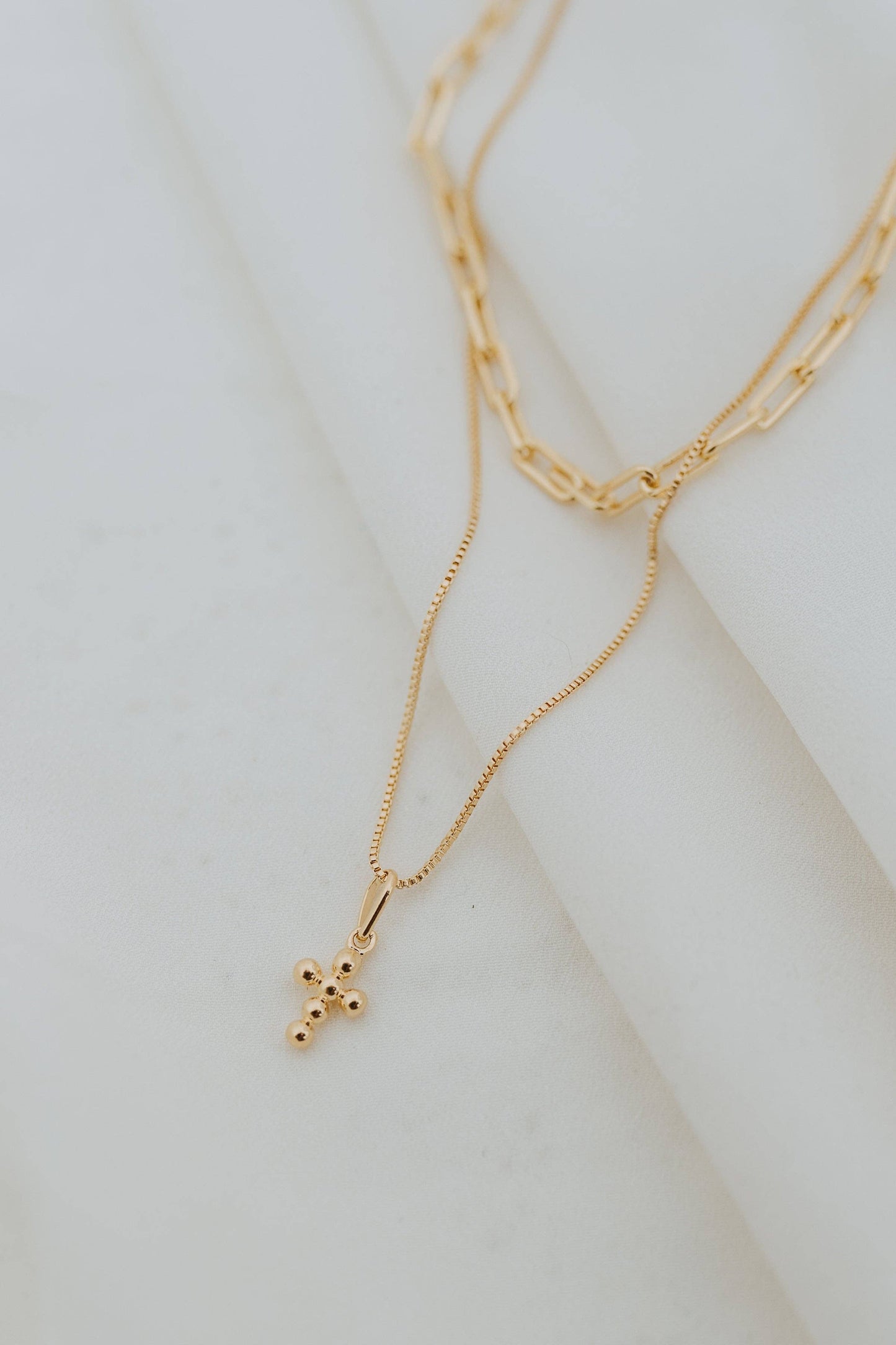Mini Dot  Cross Necklace: 18