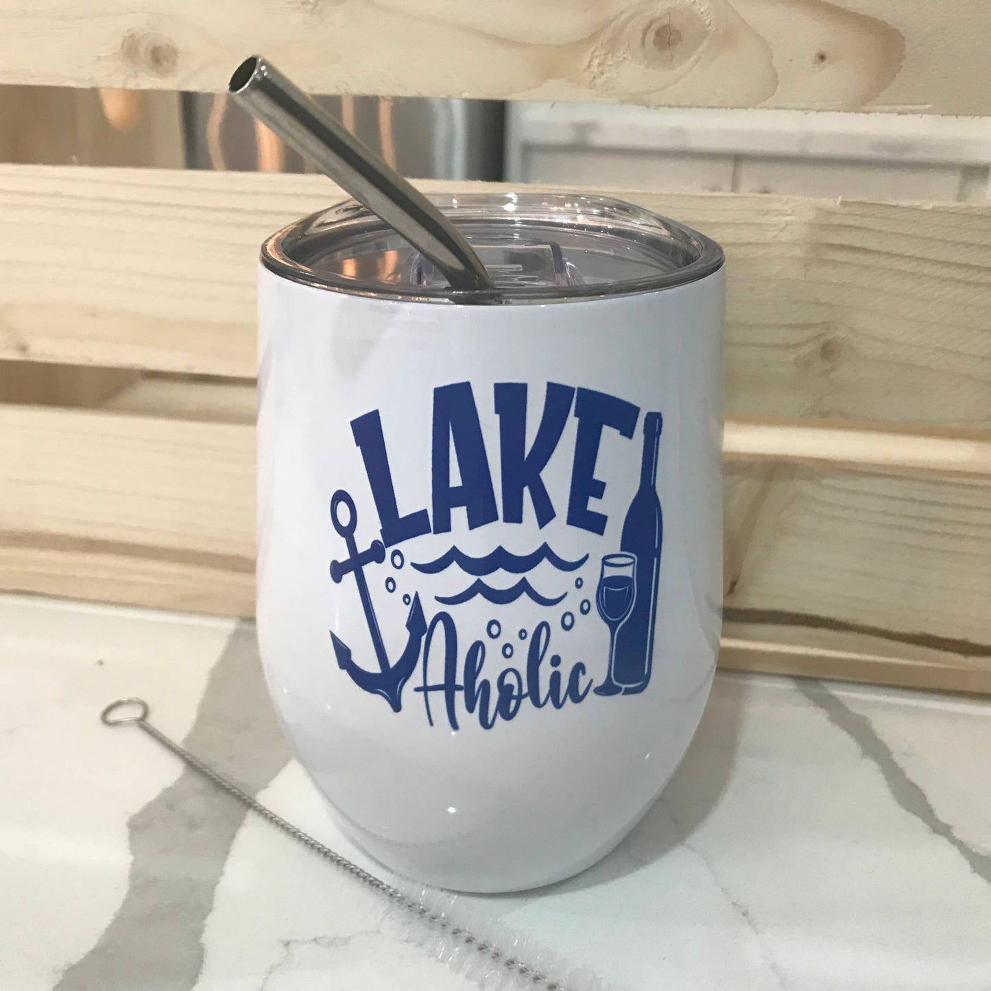 Lake A Holic 12oz Stainless Steel Tumbler - Nautical, Lake