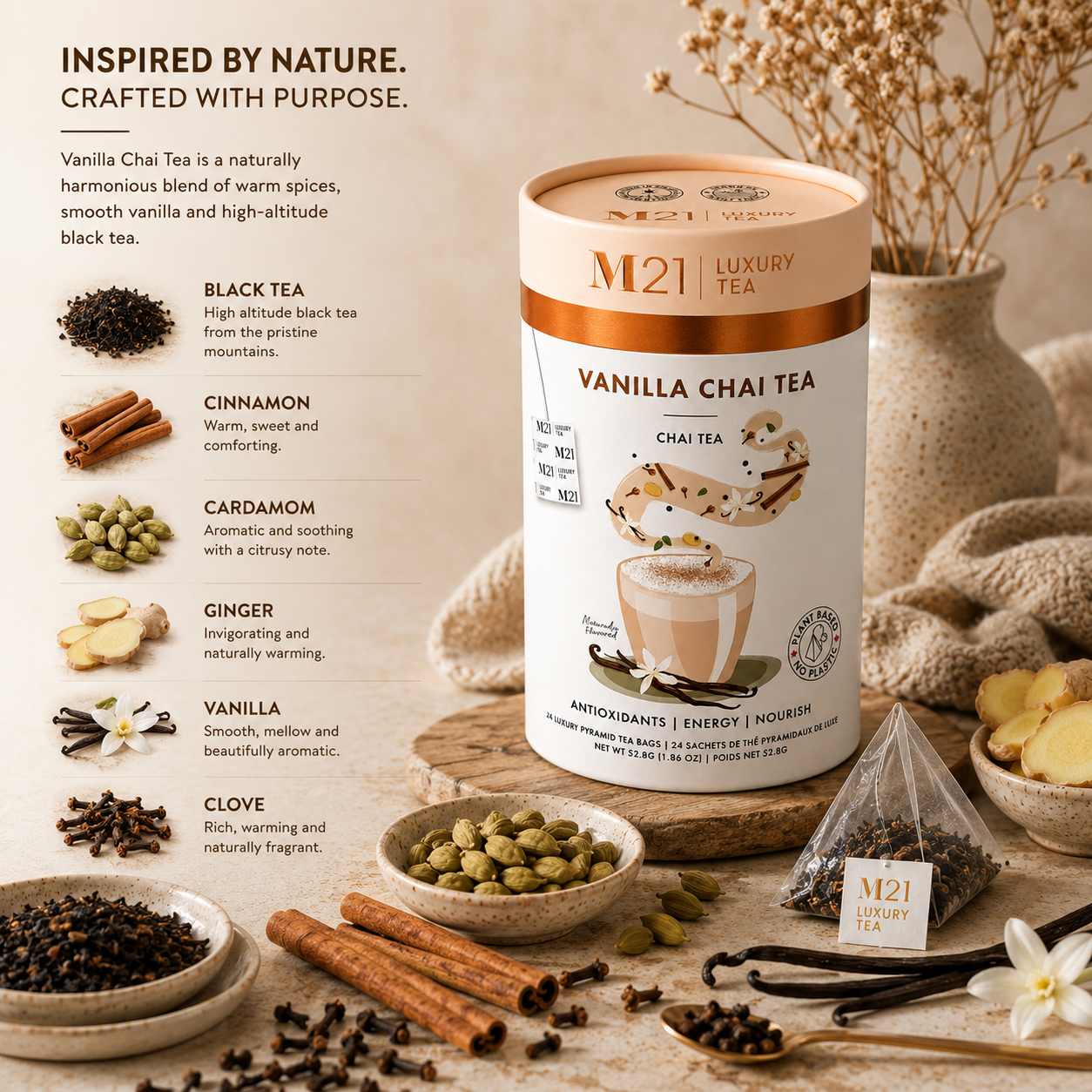 Vanilla Chai Luxury Black Tea | Canadian | 24ct