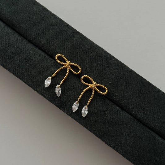 Rope Bow Studs- Gold