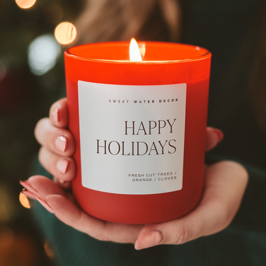 *NEW* Happy Holidays 15 oz Soy Candle, Matte Jar- Home Decor