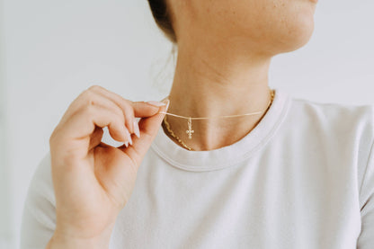 Mini Dot  Cross Necklace: 18