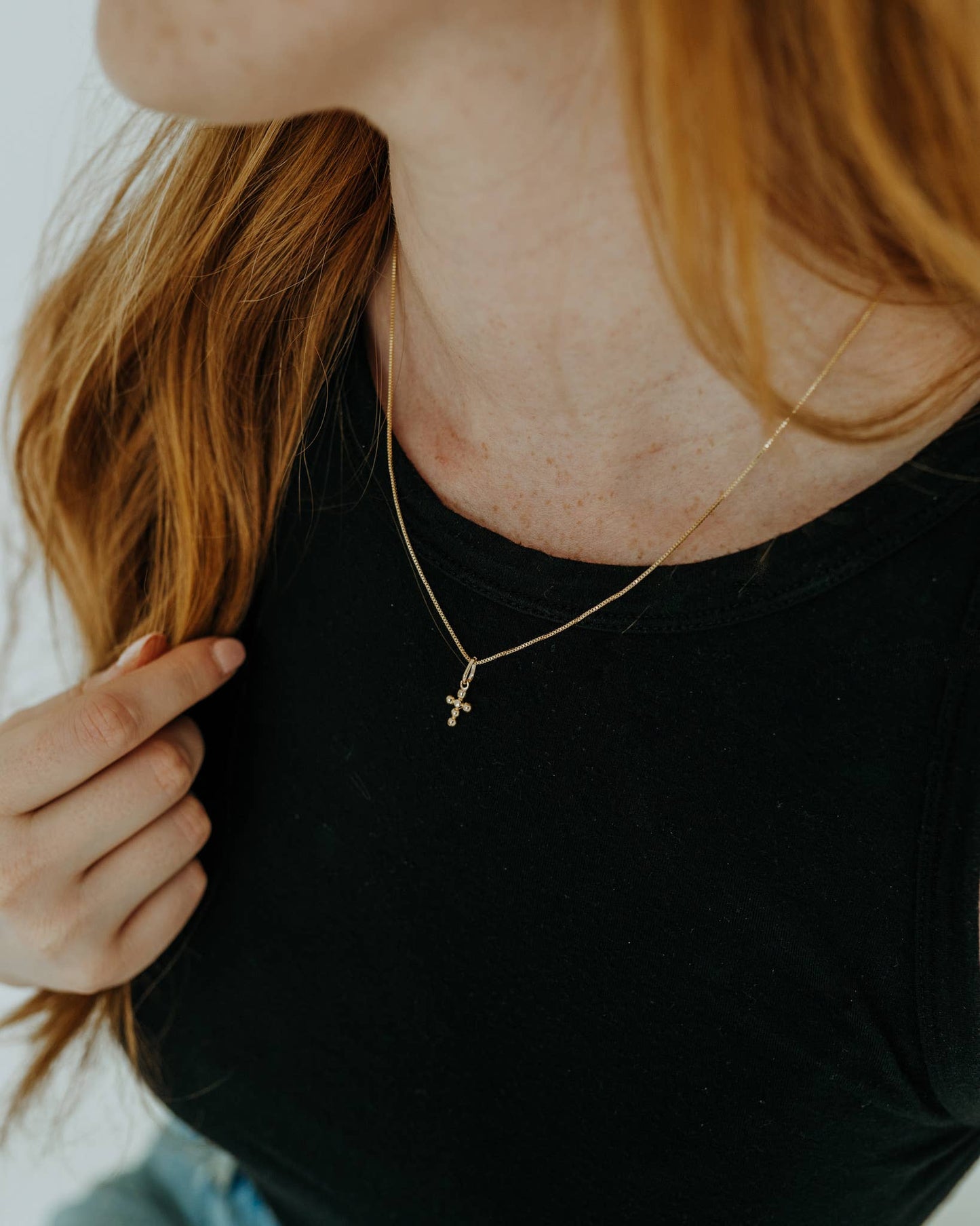 Mini Dot  Cross Necklace: 18