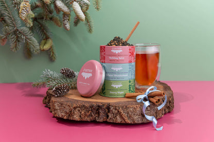 Holiday Trio Tin & Spoon - Organic Black, Purple, Herbal Tea