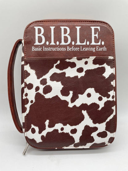 Cow Print Bible Case: Brown