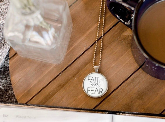 Faith Over Fear Round Pendant Necklace