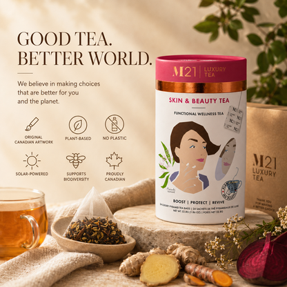 Skin & Beauty Luxury Herbal Tea | Canadian | 12/24 Tea Bags: Large