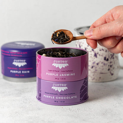 Purple Tea Trio Tin & Spoon - Organic, Fair-Trade Tea Gift