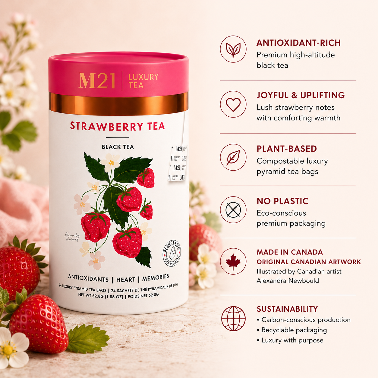 Strawberry Luxury Tea | Canadian | 24 Tea Bags