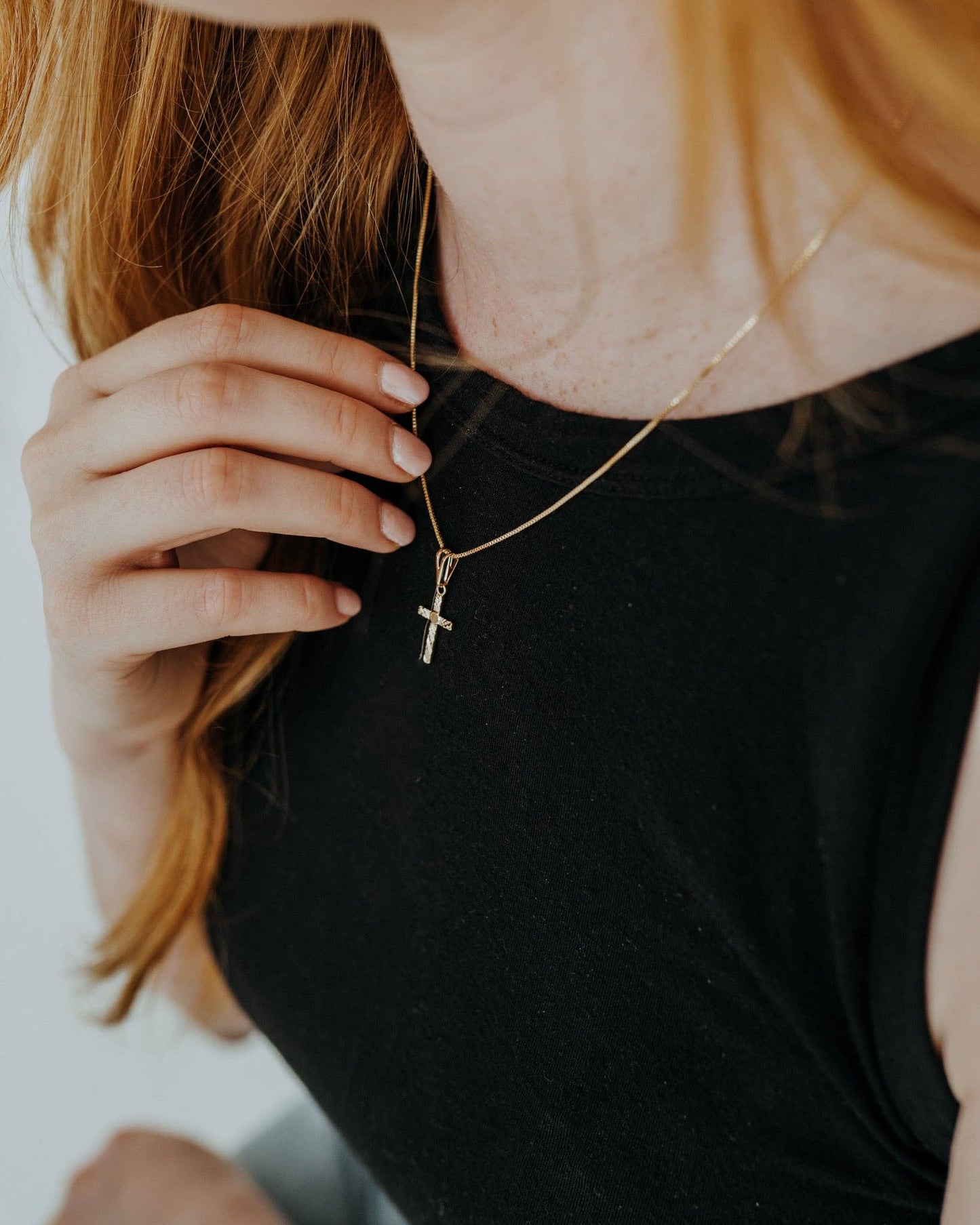 Etched Cross Necklace