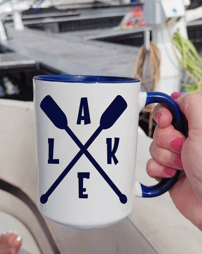 Lake Paddle 15oz Ceramic Mug - Nautical, Lake, Cottage