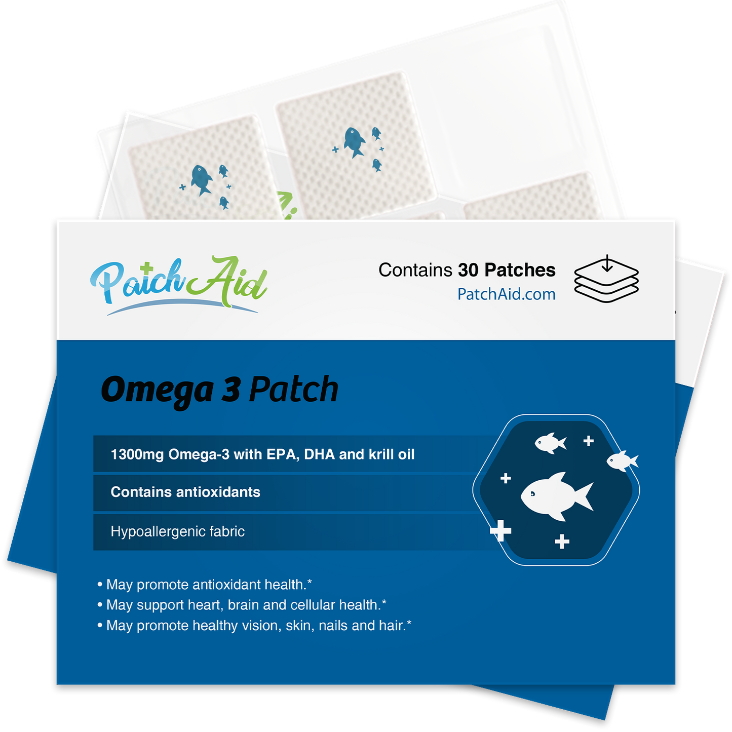 Omega-3 Vitamin Patch - Heart & Brain Health Support: 12-Pack with Display Case