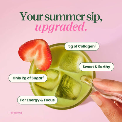 Superfood Latte Powder, Strawberry Matcha with Collagen