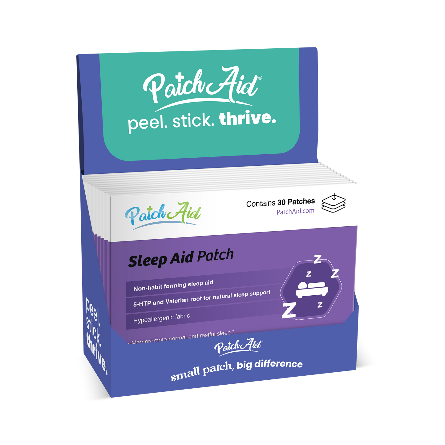 Sleep Aid Topical Vitamin Patch - Natural Sleep Support: 12-Pack with Display Case