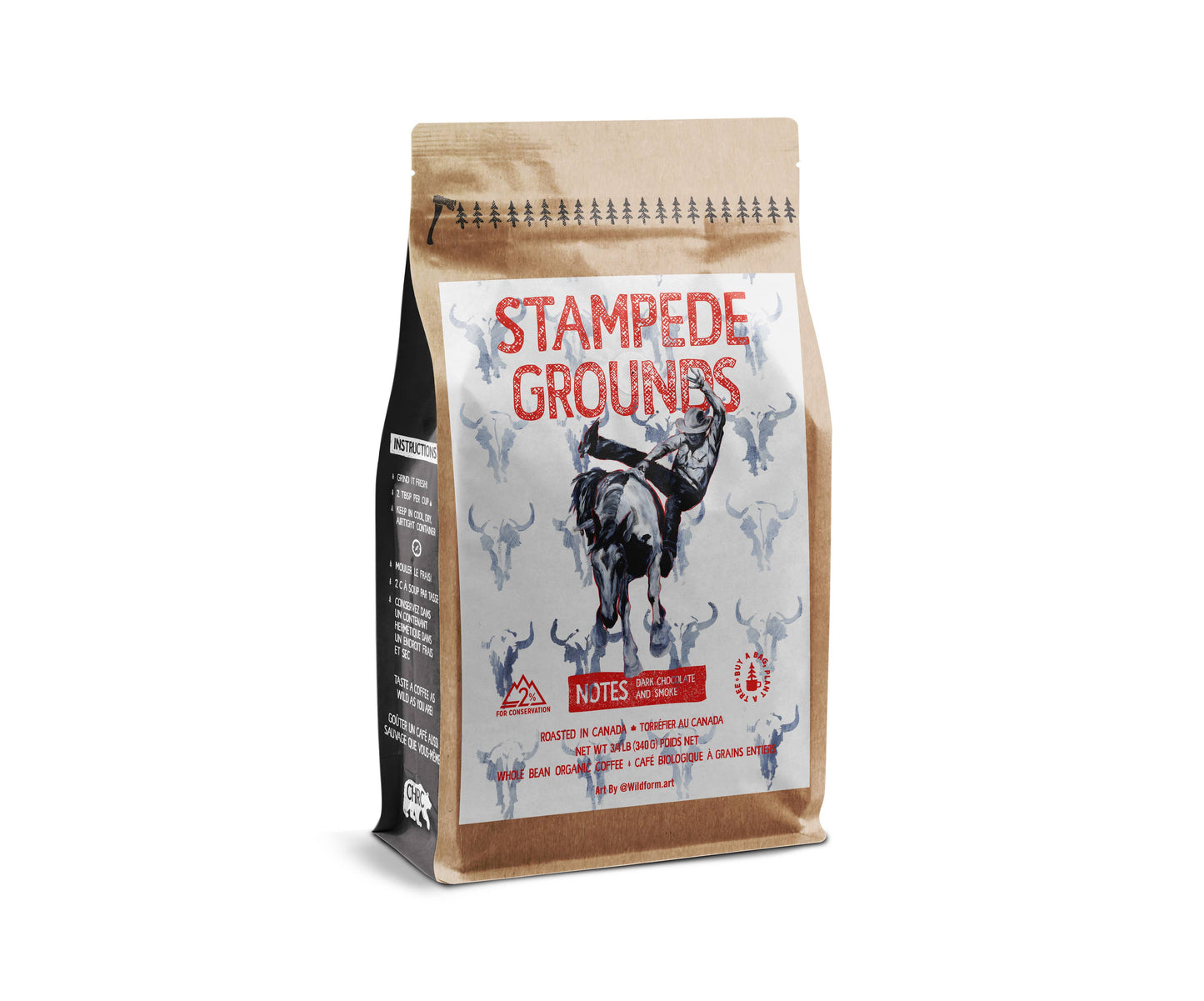 Stampede Grounds -  Whole Bean Organic Coffee (MED) : 340g