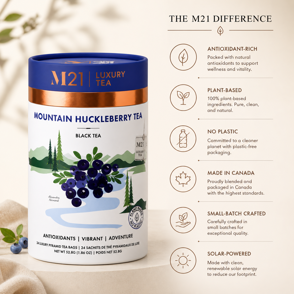 Mountain Huckleberry Luxury Herbal Tea | Canadian | 24ct