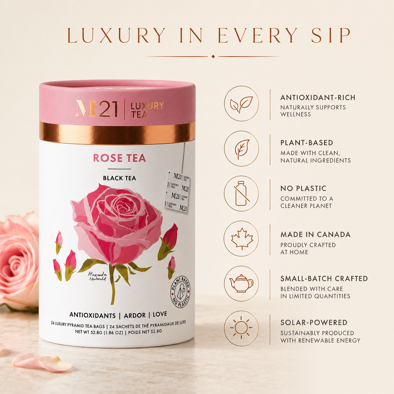 Rose Luxury Black Tea | Canadian | 24ct