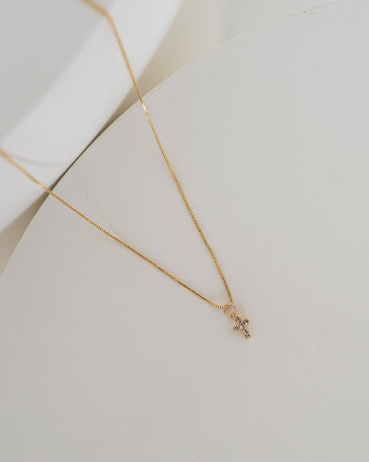 Mini Diamond Cross Necklace: 18
