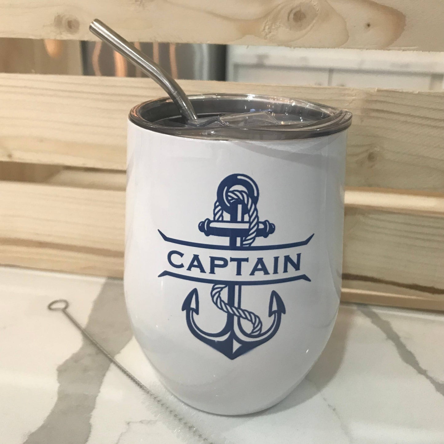 Captain 12oz Stainless Steel Tumbler - Nautical, Lake, Boat