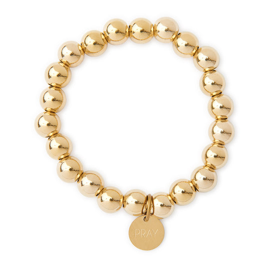 Gold Pray Serenity Stone Bracelet: PRAY