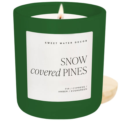 Snow Covered Pines 15 oz Soy Candle, Matte Jar