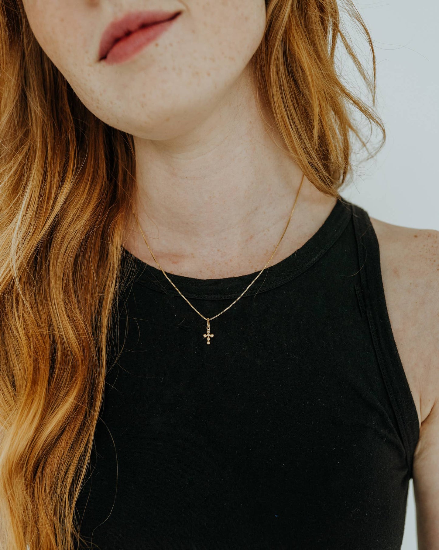Mini Dot  Cross Necklace: 18
