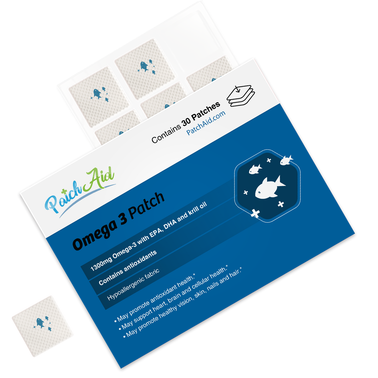 Omega-3 Vitamin Patch - Heart & Brain Health Support: 12-Pack with Display Case