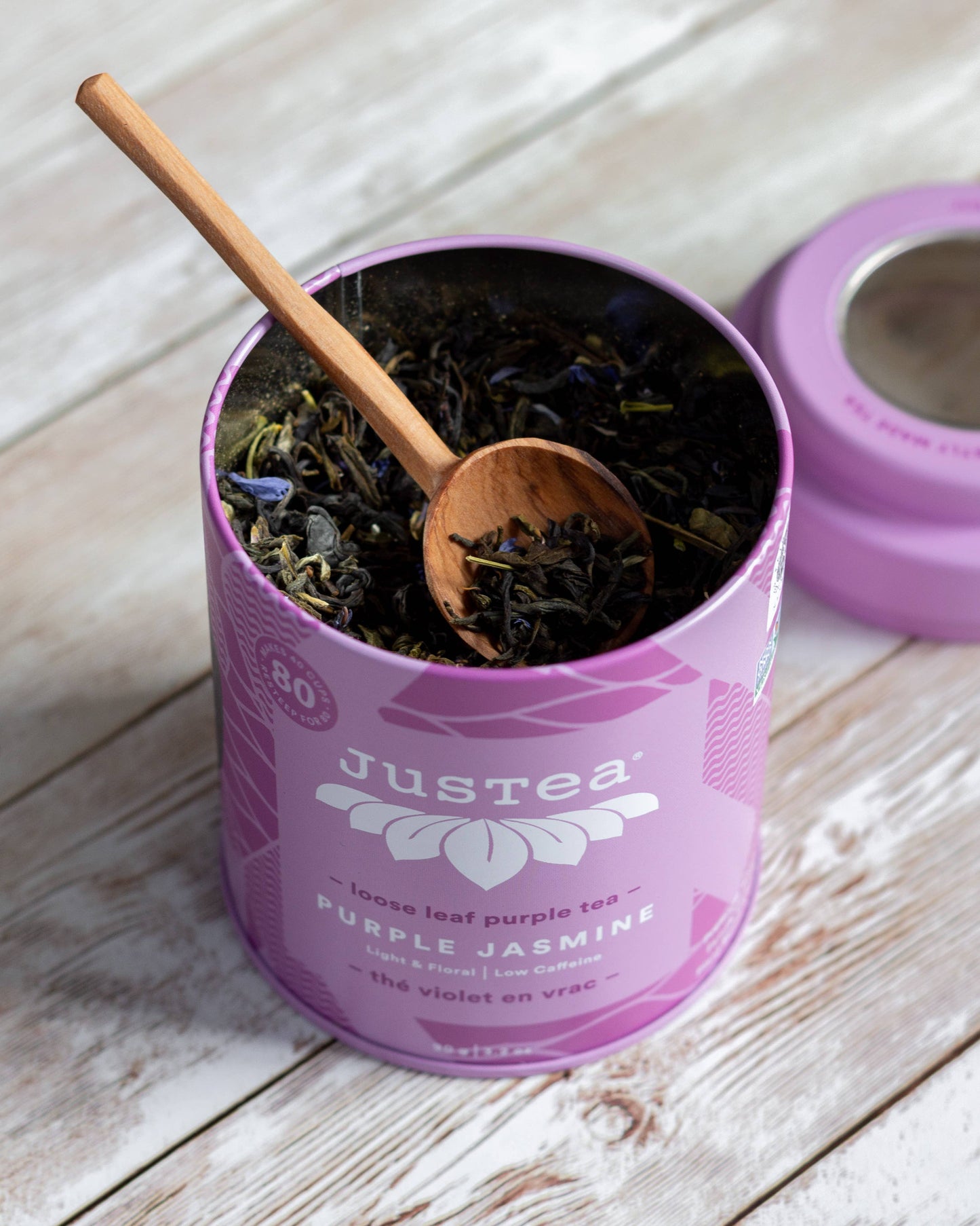 Purple Jasmine Tin with Spoon -Organic Fair-Trade Purple Tea