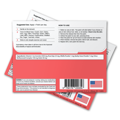 Vitamin C Plus Patch - Antioxidant Support & Immune Boost: 12-Pack with Display Case
