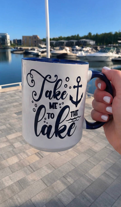 Take Me To The Lake 15oz Ceramic Mug - Nautical, Lake,