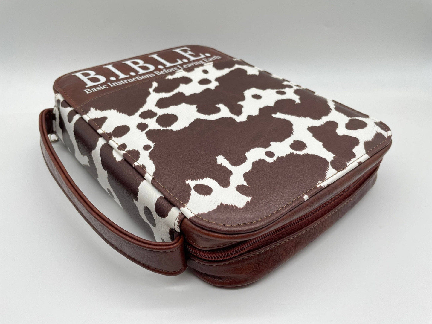 Cow Print Bible Case: Brown