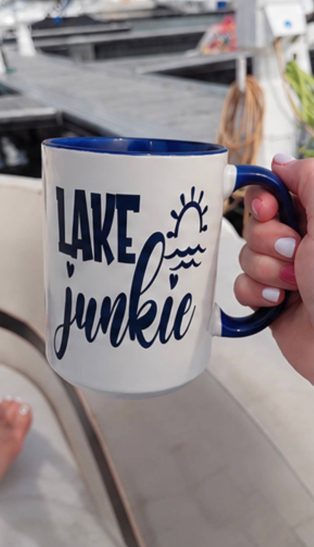 Lake Junkie 15oz Ceramic Mug - Nautical, Lake, Cottage